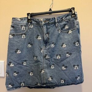 Disney Blue Denim Mickey Mouse Pencil Skirt